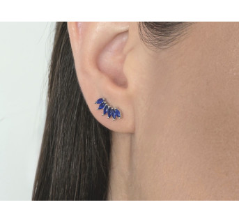 Pendientes trepadores plata Azul