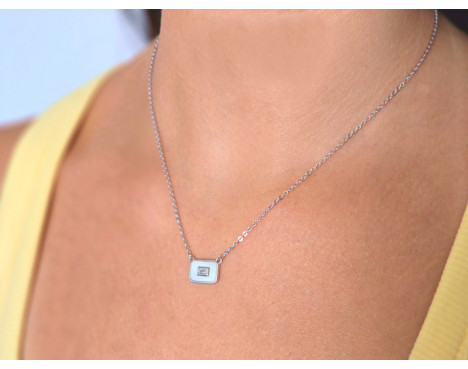 Collar rectángulo Nácar plata