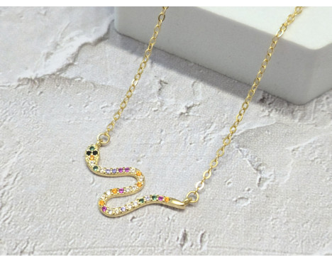 Gargantilla Serpiente plata baño oro