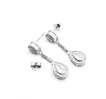 Pendientes largos lágrima de plata