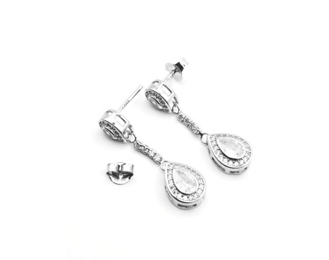 Pendientes largos lágrima de plata