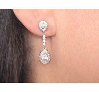 Pendientes largos lágrima de plata