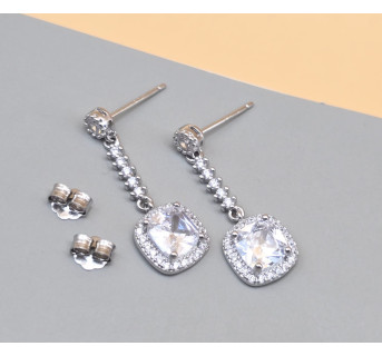 Pendientes largos circonitas cuadrado