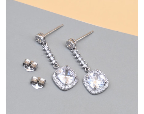 Pendientes largos circonitas cuadrado