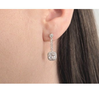 Pendientes largos circonitas cuadrado