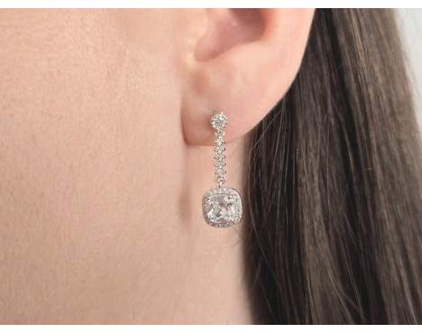 Pendientes largos circonitas cuadrado