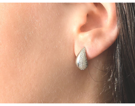 Pendientes Gota de plata y circonitas