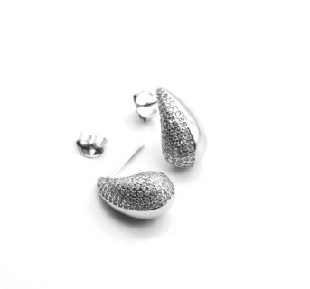 Pendientes Gota de plata y circonitas