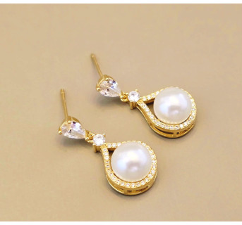 Pendientes perlas baño oro