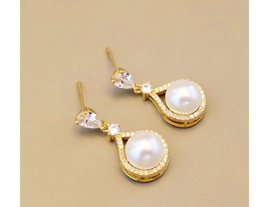 Pendientes Perlas circonitas plata Pendientes Perlas circonitas plata