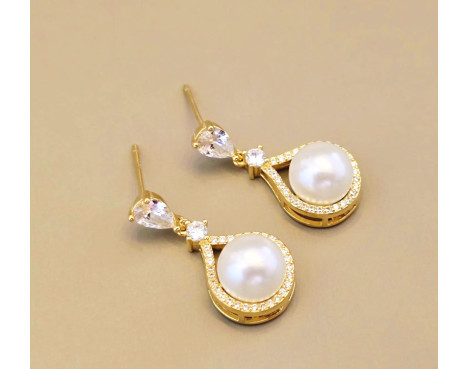 Pendientes perlas baño oro