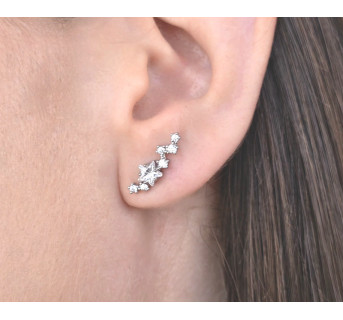 Pendientes Trepadores Estrellas plata