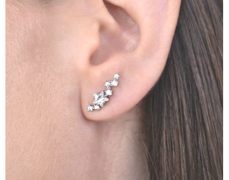 Pendientes Trepadores Estrellas plata