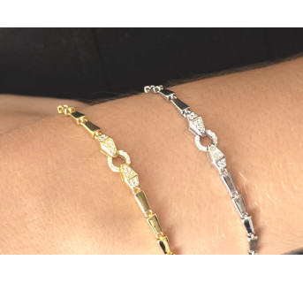 Pulsera Serpiente de plata con circonitas