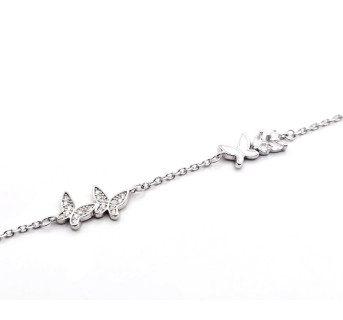 Pulsera Mariposas esmalte plata