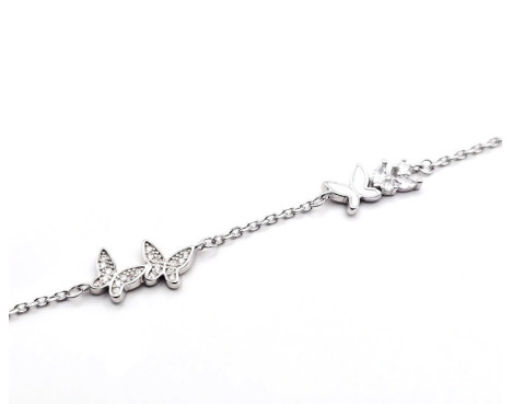 Pulsera Mariposas esmalte plata