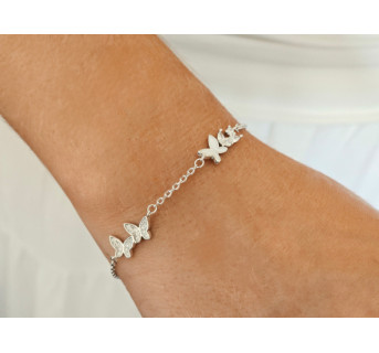 Pulsera Mariposas esmalte plata