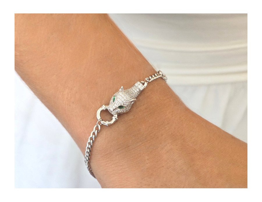 Pulsera Pantera plata circonitas Pulsera Pantera plata circonitas