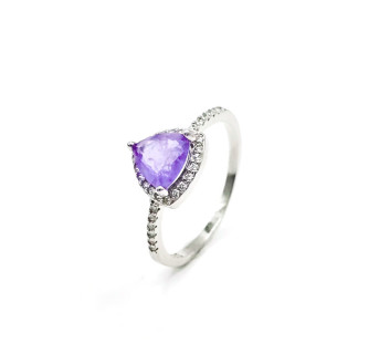 Anillo piedra color Amatista plata