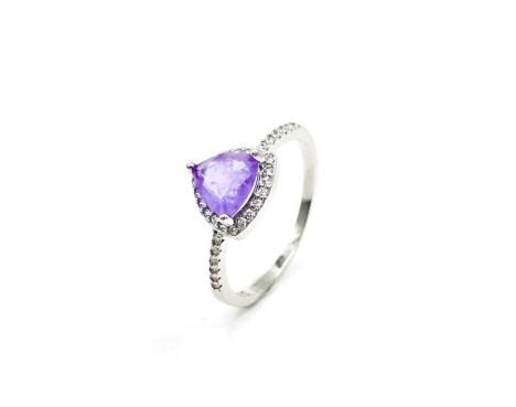 Anillo piedra color Amatista plata