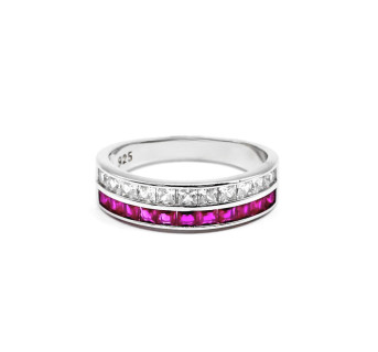 Anillo Circonitas Color Fucsia