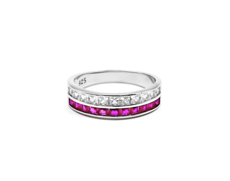 Anillo Circonitas Color Fucsia