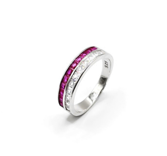 Anillo Circonitas Color Fucsia