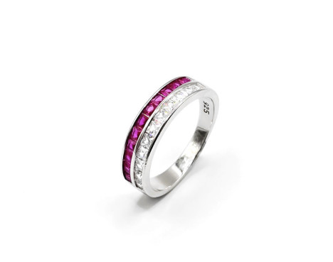 Anillo Circonitas Color Fucsia