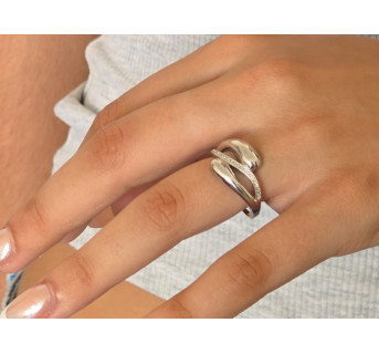 Anillo de plata ancho circonitas