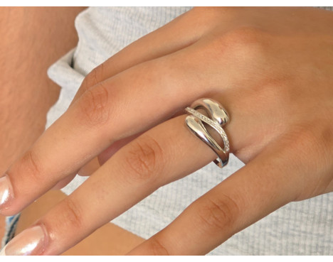 Anillo de plata ancho circonitas