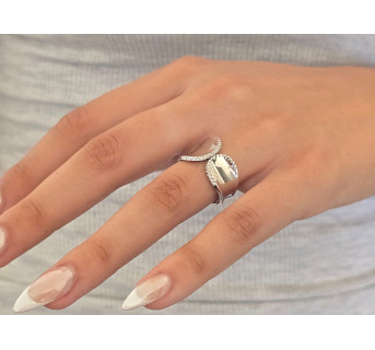 Anillo ancho de plata abierto