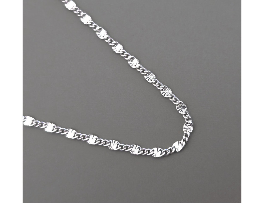 Cadena de plata Eslabón Lapidada Cadena de plata Eslabón Lapidada