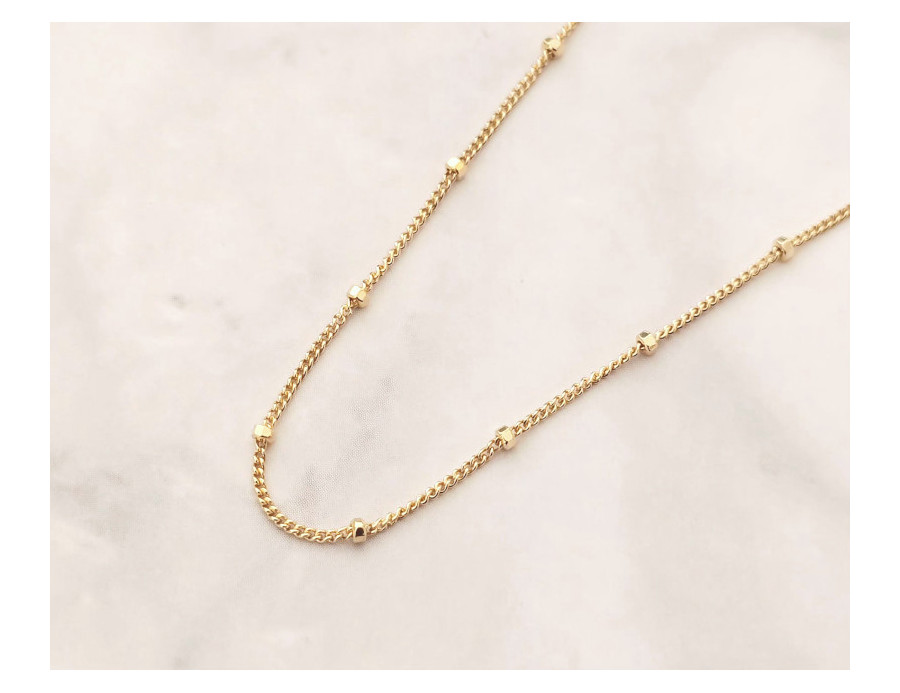 Cadena de plata baño oro Bolas 45 cm
