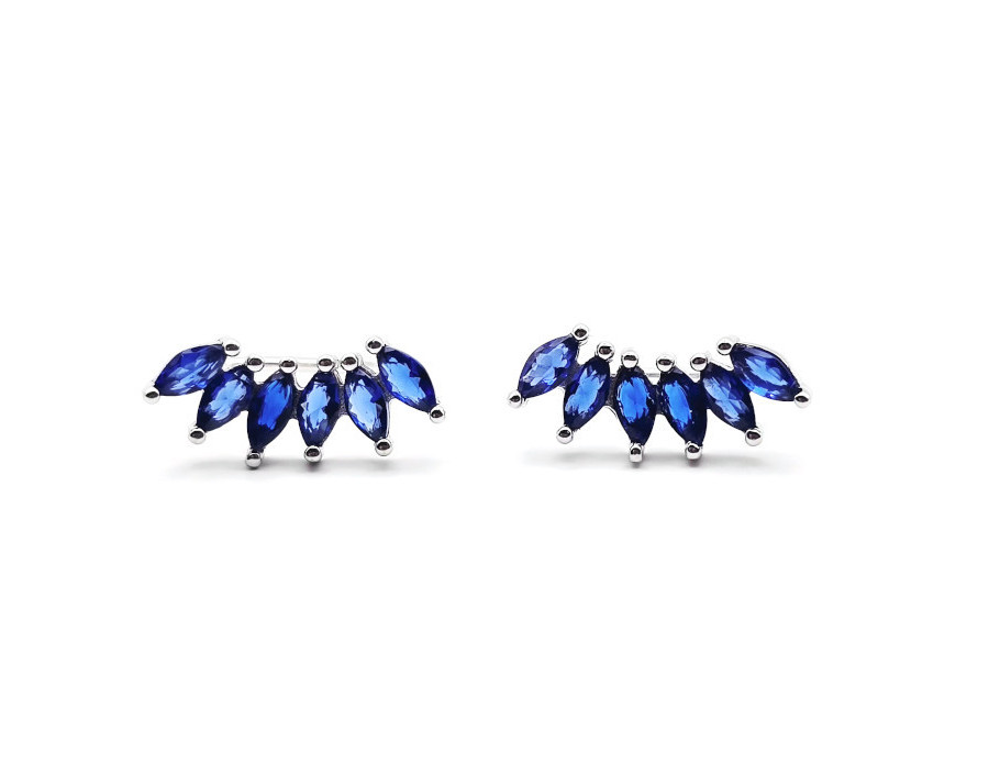 Pendientes trepadores plata Azul Pendientes trepadores plata Azul