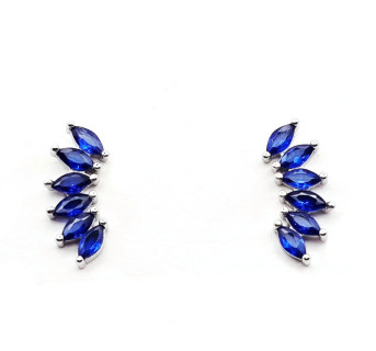 Pendientes trepadores plata Azul