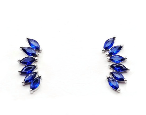 Pendientes trepadores plata Azul