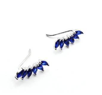 Pendientes trepadores plata Azul