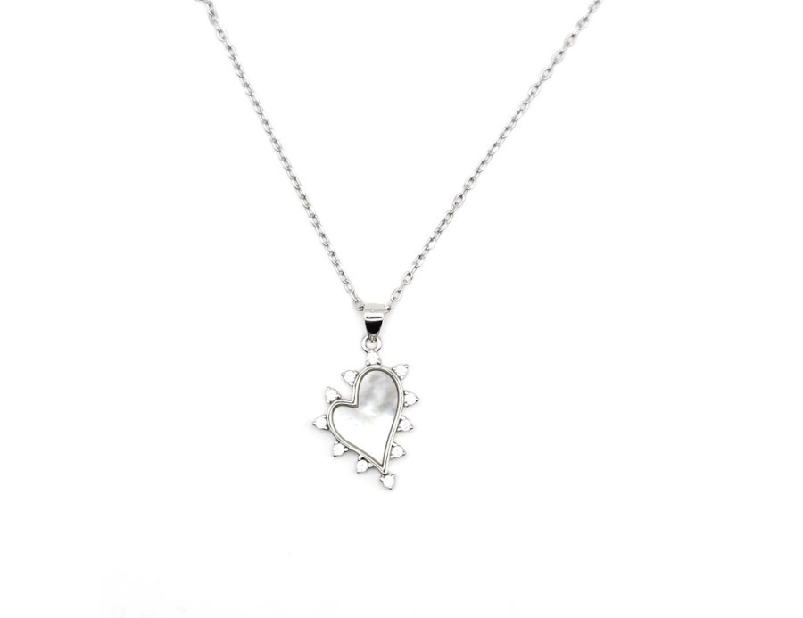 Gargantilla de plata Corazón Nácar circonita.
