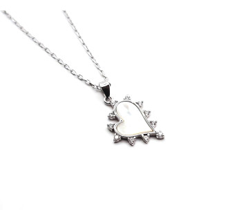 Gargantilla de plata Corazón Nácar circonita.